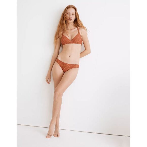 NEW Madewell Second Wave Classic Bikini Bottom in Night Stars, Afterglow red, XL - Picture 4 of 6